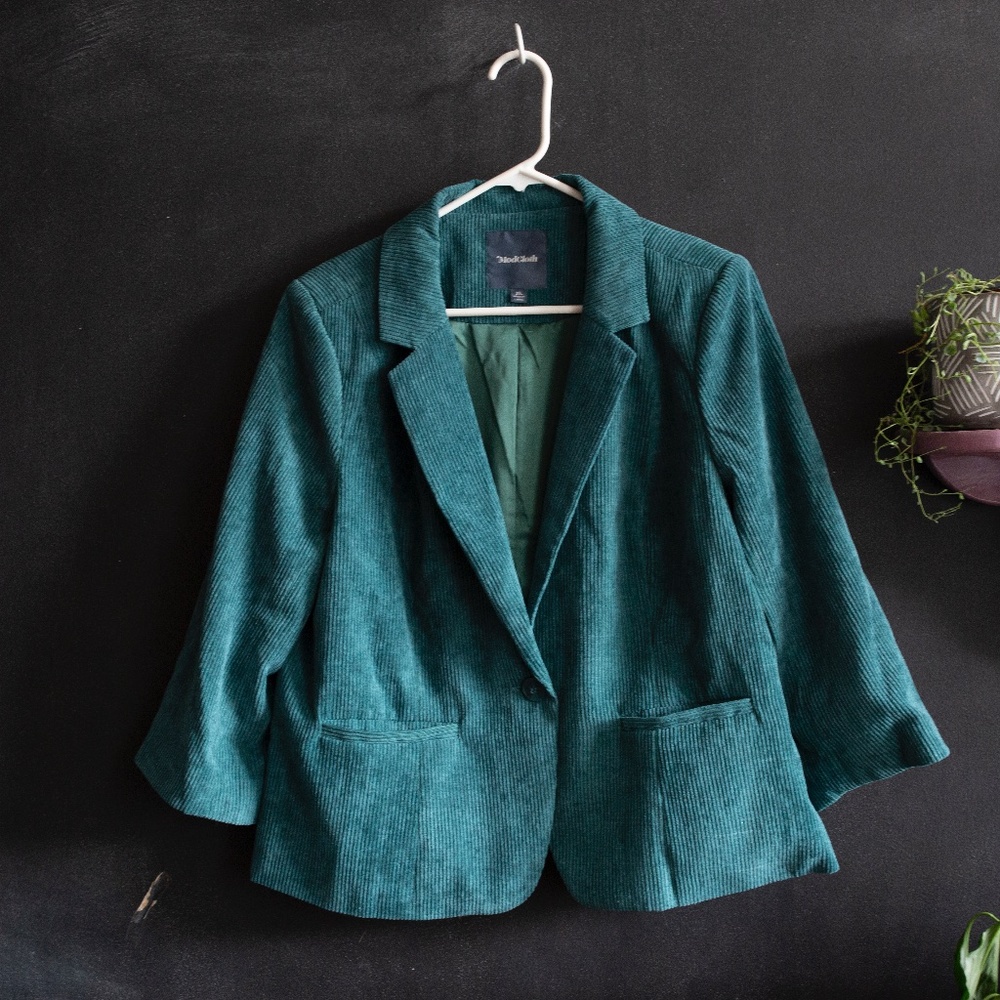 ModCloth teal corduroy blazer, size XL